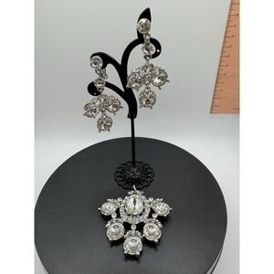 Vintage Drop Clip On Earrings & Necklace Pendant - (Necklace Incld‎ See Disc)